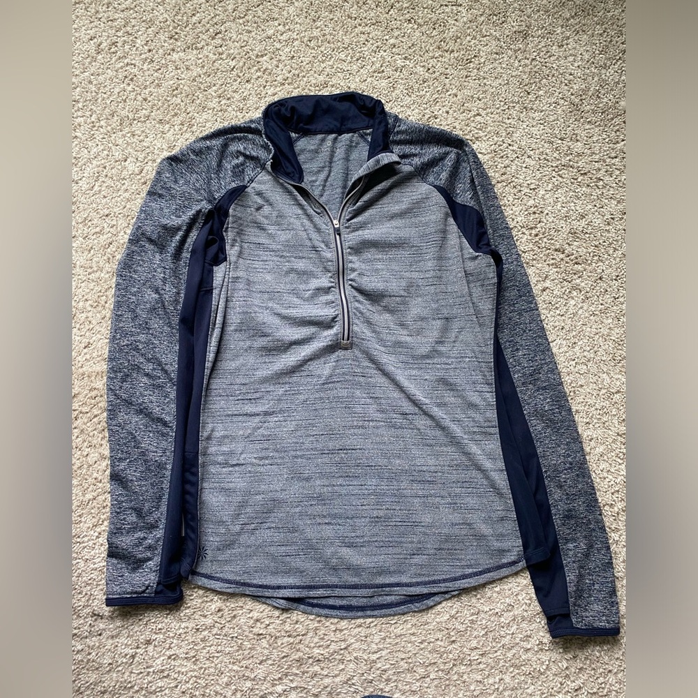 Athleta Heather Navy and Navy Blue Half-Zip Pullover